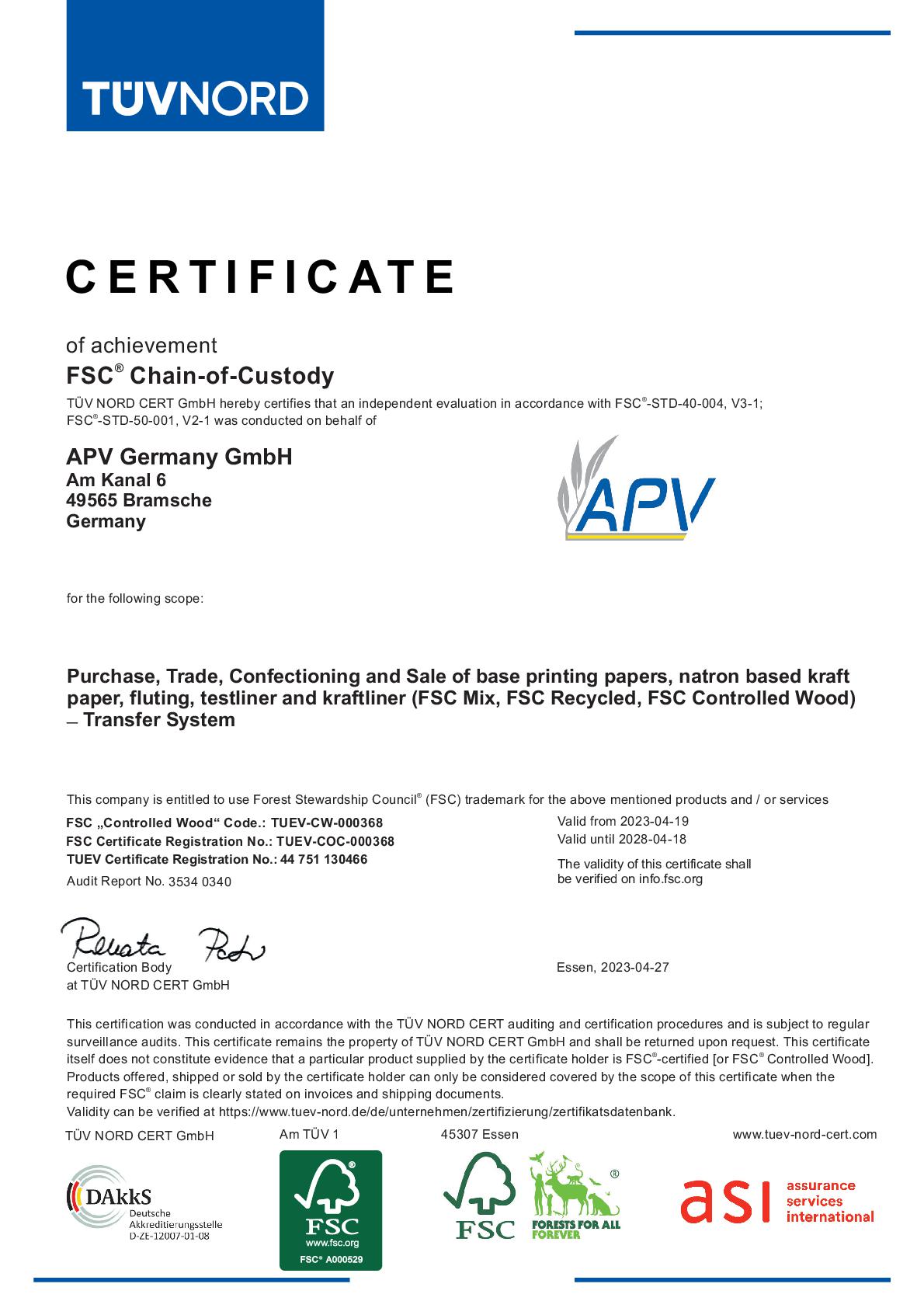 FSC-Certificate